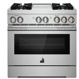 JennAir Rise JDRP536HL Dual Fuel Range, 5.1 cu. ft. Capacity, 36 inch Exterior Width, Dual Fan Convection, 4 Burners, Self Clean, Stainless Steel colour