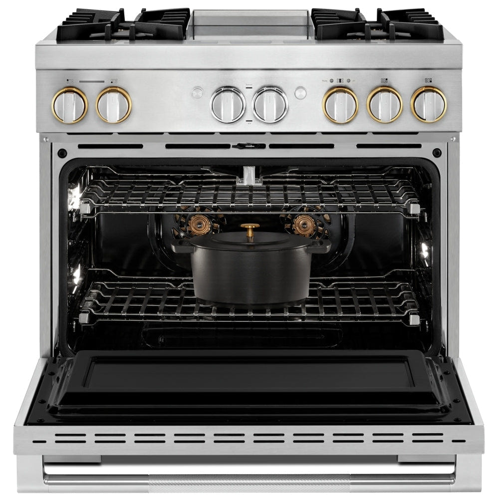 JennAir Rise JDRP536HL Dual Fuel Range, 5.1 cu. ft. Capacity, 36 inch Exterior Width, Convection, 4 Burners