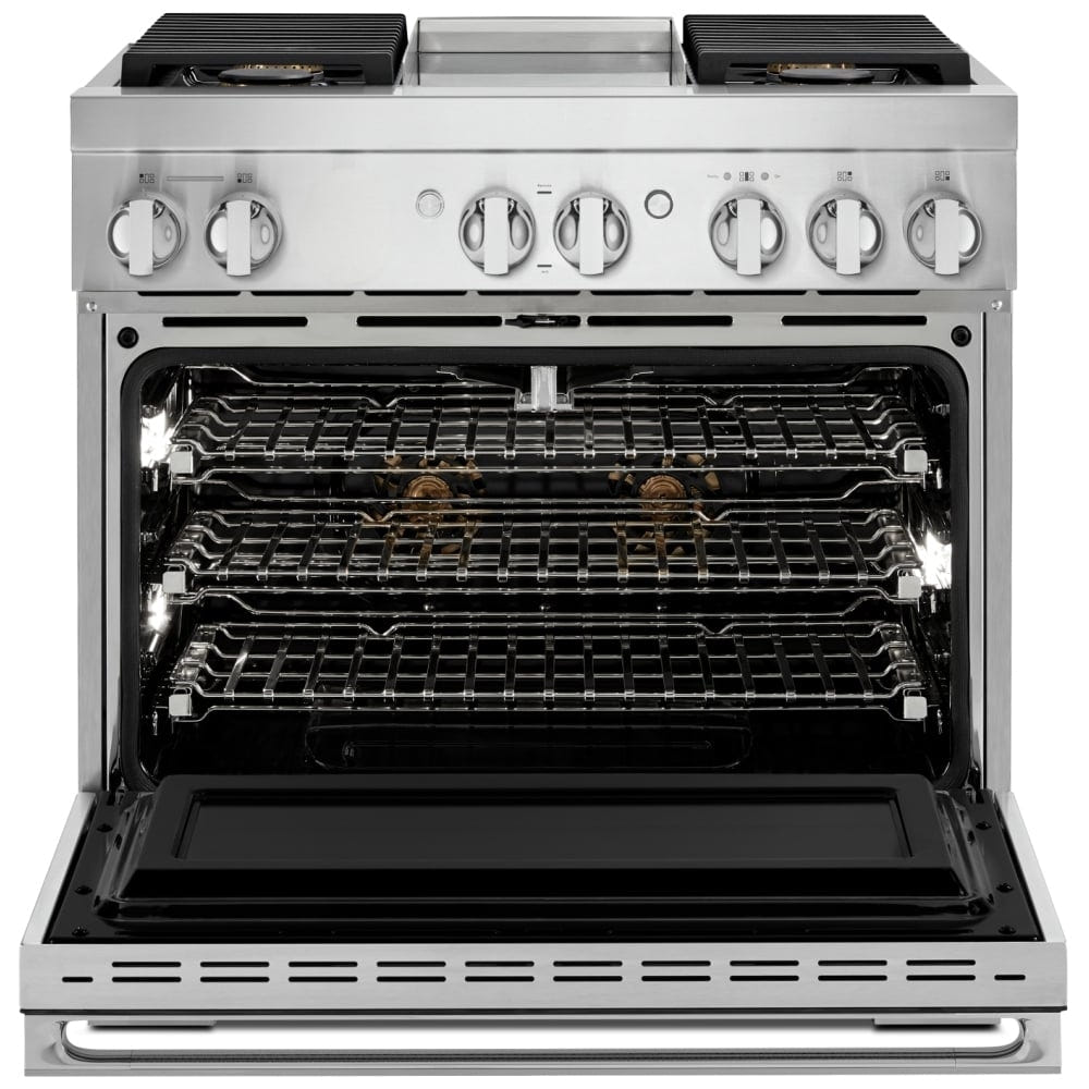 JennAir Noir JDRP536HM Dual Fuel Range, 5.1 cu. ft. Capacity, 36 inch Exterior Width, Convection, 4 Burners