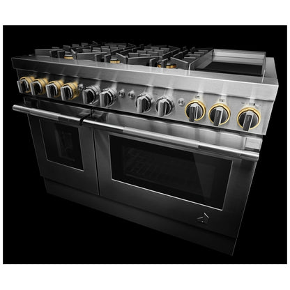 JennAir Rise JDRP548HL Dual Fuel Range, 6.3 cu. ft. Capacity, 48 inch Exterior Width, Convection, 6 Burners