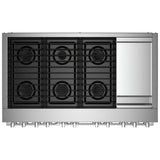 JennAir Noir JDRP548HM Dual Fuel Range, 6.3 cu. ft. Capacity, 48 inch Exterior Width, Dual Fan Convection, 6 Burners, Self Clean, Double Oven, Stainless Steel colour