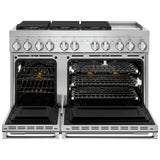 JennAir Noir JDRP548HM Dual Fuel Range, 6.3 cu. ft. Capacity, 48 inch Exterior Width, Dual Fan Convection, 6 Burners, Self Clean, Double Oven, Stainless Steel colour