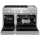 JennAir Noir JDRP548HM Dual Fuel Range, 6.3 cu. ft. Capacity, 48 inch Exterior Width, Dual Fan Convection, 6 Burners, Self Clean, Double Oven, Stainless Steel colour
