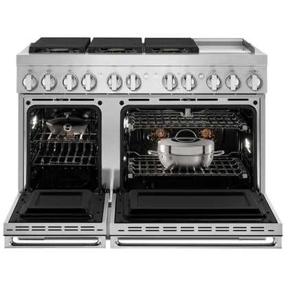 JennAir Noir JDRP548HM Dual Fuel Range, 6.3 cu. ft. Capacity, 48 inch Exterior Width, Convection, 6 Burners