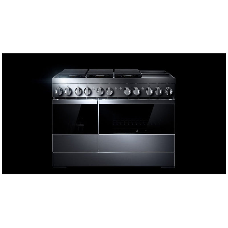 JennAir Noir JDRP548HM Dual Fuel Range, 6.3 cu. ft. Capacity, 48 inch Exterior Width, Dual Fan Convection, 6 Burners, Self Clean, Double Oven, Stainless Steel colour
