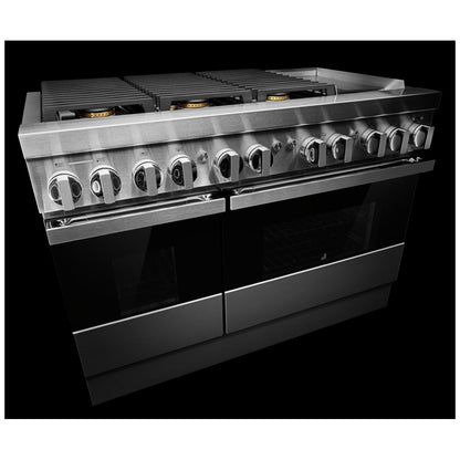 JennAir Noir JDRP548HM Dual Fuel Range, 6.3 cu. ft. Capacity, 48 inch Exterior Width, Convection, 6 Burners