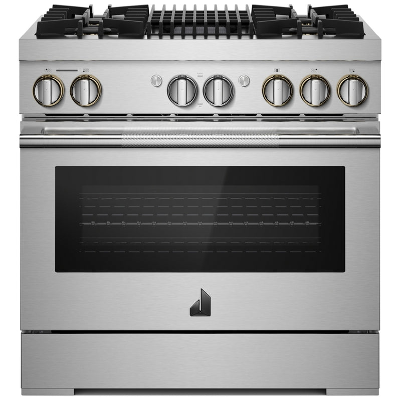 JennAir Rise JDRP636HL Dual Fuel Range, 5.1 cu. ft. Capacity, 36 inch Exterior Width, Dual Fan Convection, 4 Burners, Self Clean, Stainless Steel colour