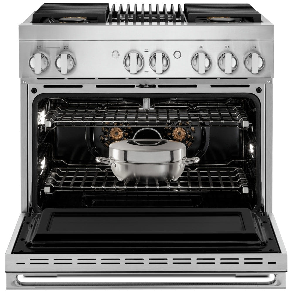 JennAir Noir JDRP636HM Dual Fuel Range, 5.1 cu. ft. Capacity, 36 inch Exterior Width, Convection, 4 Burners