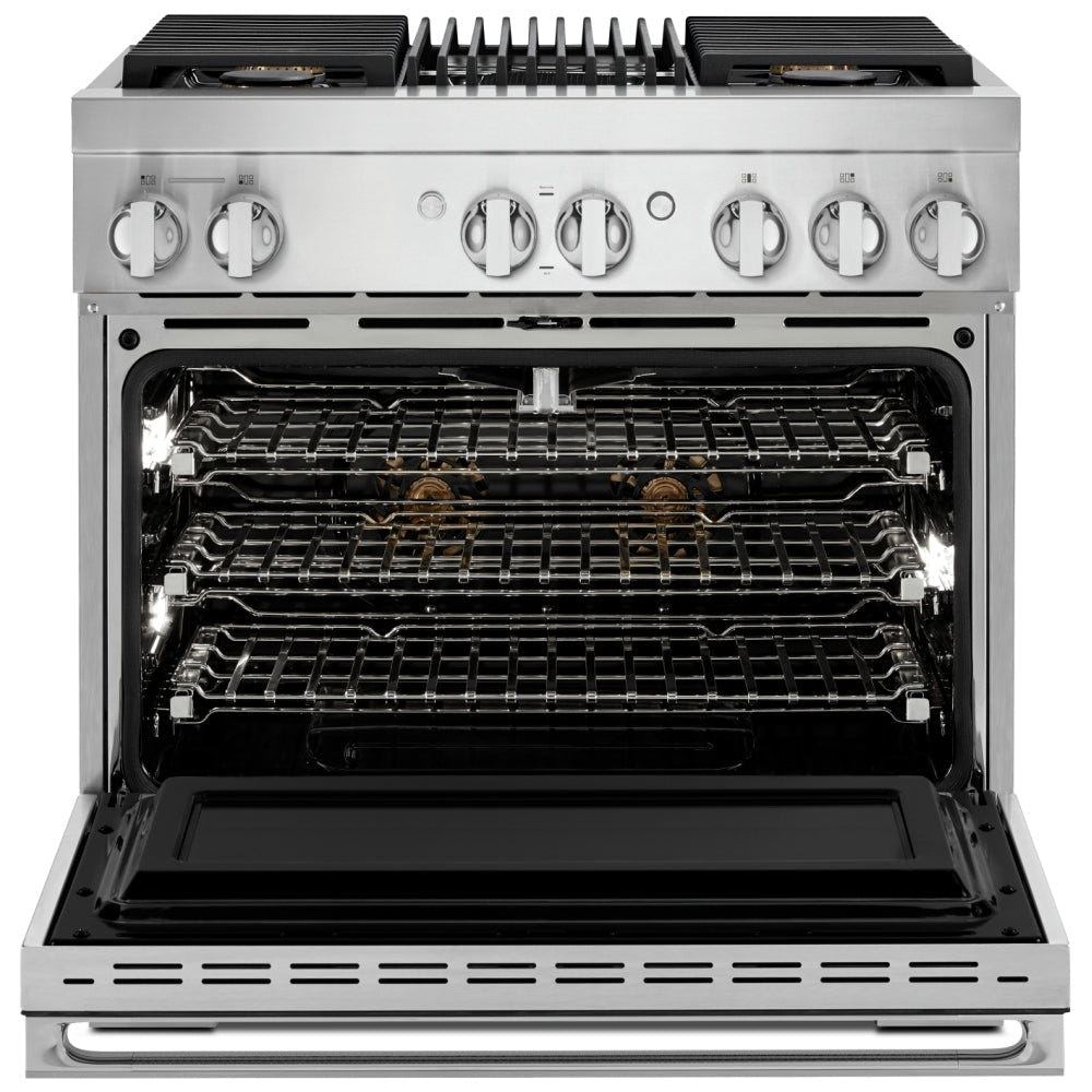 JennAir Noir JDRP636HM Dual Fuel Range, 5.1 cu. ft. Capacity, 36 inch Exterior Width, Convection, 4 Burners