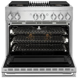 JennAir Noir JDRP636HM Dual Fuel Range, 5.1 cu. ft. Capacity, 36 inch Exterior Width, Dual Fan Convection, 4 Burners, Self Clean, Stainless Steel colour