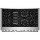 JennAir Rise JDRP648HL Dual Fuel Range, 6.3 cu. ft. Capacity, 48 inch Exterior Width, Dual Fan Convection, 6 Burners, Self Clean, Double Oven, Stainless Steel colour