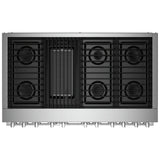 JennAir Noir JDRP648HM Dual Fuel Range, 6.3 cu. ft. Capacity, 48 inch Exterior Width, Dual Fan True Convection, 6 Burners, Self Clean, Double Oven, Stainless Steel colour