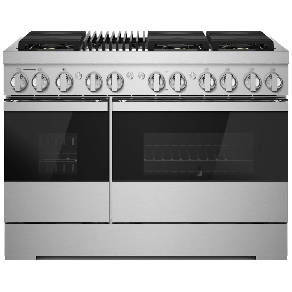 JennAir Noir JDRP648HM Dual Fuel Range, 6.3 cu. ft. Capacity, 48 inch Exterior Width, Dual Fan True Convection, 6 Burners, Self Clean, Double Oven, Stainless Steel colour