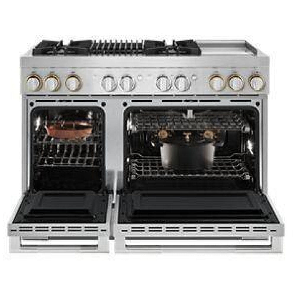 JennAir Rise JDRP748HL Dual Fuel Range, 6.3 cu. ft. capacity, 48 inch exterior width, True Convection, 4 Burners