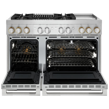 JennAir Rise JDRP748HL Dual Fuel Range, 6.3 cu. ft. capacity, 48 inch exterior width, True Convection, 4 Burners