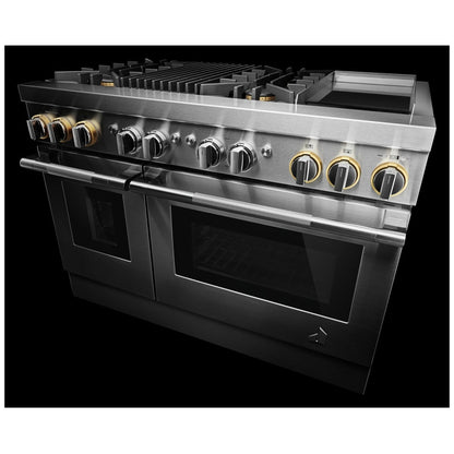 JennAir Rise JDRP748HL Dual Fuel Range, 6.3 cu. ft. capacity, 48 inch exterior width, True Convection, 4 Burners