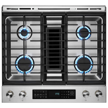 JennAir JDS1750ML Dual Fuel Range, 6.4 cu. ft. Capacity, 30 inch Exterior Width, True Convection, 4 Burners, Air Fry, Self Clean, Stainless Steel colour Downdraft Range