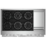 JennAir Rise JDSP548HL Dual Fuel Range, 6.3 cu. ft. Capacity, 48 inch Exterior Width, Dual Fan True Convection, 6 Burners, Self Clean, Double Oven, Stainless Steel colour