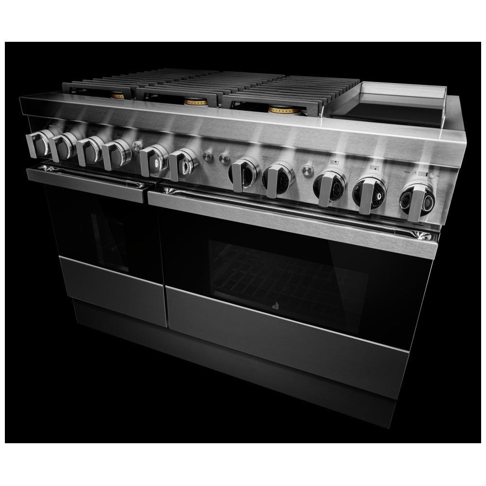 JennAir Noir JDSP548HM Dual Fuel Range, 6.3 cu. ft. Capacity, 48 inch Exterior Width, True Convection, 6 Burners, Self Clean, Double Oven, Stainless Steel Colour, Griddle