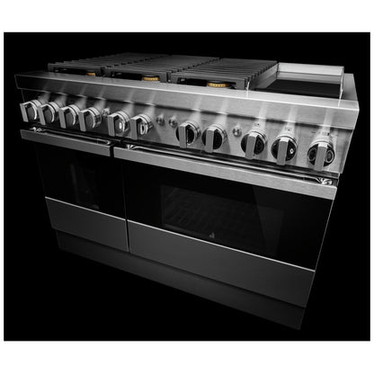 JennAir Noir JDSP548HM Dual Fuel Range, 6.3 cu. ft. Capacity, 48 inch Exterior Width, True Convection, 6 Burners, Self Clean, Double Oven, Stainless Steel Colour, Griddle