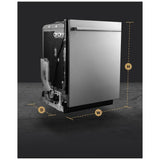 JennAir Rise JDTS3924SL Dishwasher, 24 inch Exterior Width, 39 dB Decibel Level, Fully Integrated, Stainless Interior, 6 Wash Cycles, 14 Capacity (Place Settings), 3 Loading Racks, Stainless Steel colour