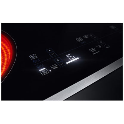 JennAir JEC3536HS Electric Cooktop, 36 inch Exterior Width, 5 Burners, 3,000 Watts Highest Burner Element, Black colour