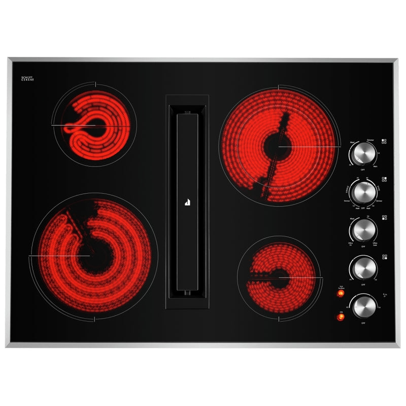 JennAir Euro Style JED3430GS Electric Cooktop, 30 inch Exterior Width, 4 Burners, Downdraft, 3,000 W Highest Element, Black colour