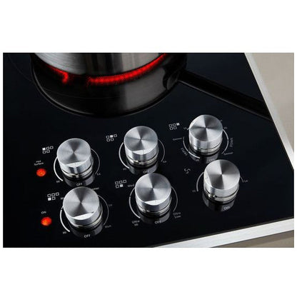 JennAir Euro Style JED3536GS Electric Cooktop, 36 inch Exterior Width, 5 Burners, Downdraft, 3,000 Watts Highest Burner Element, Black colour Downdraft Cooktop