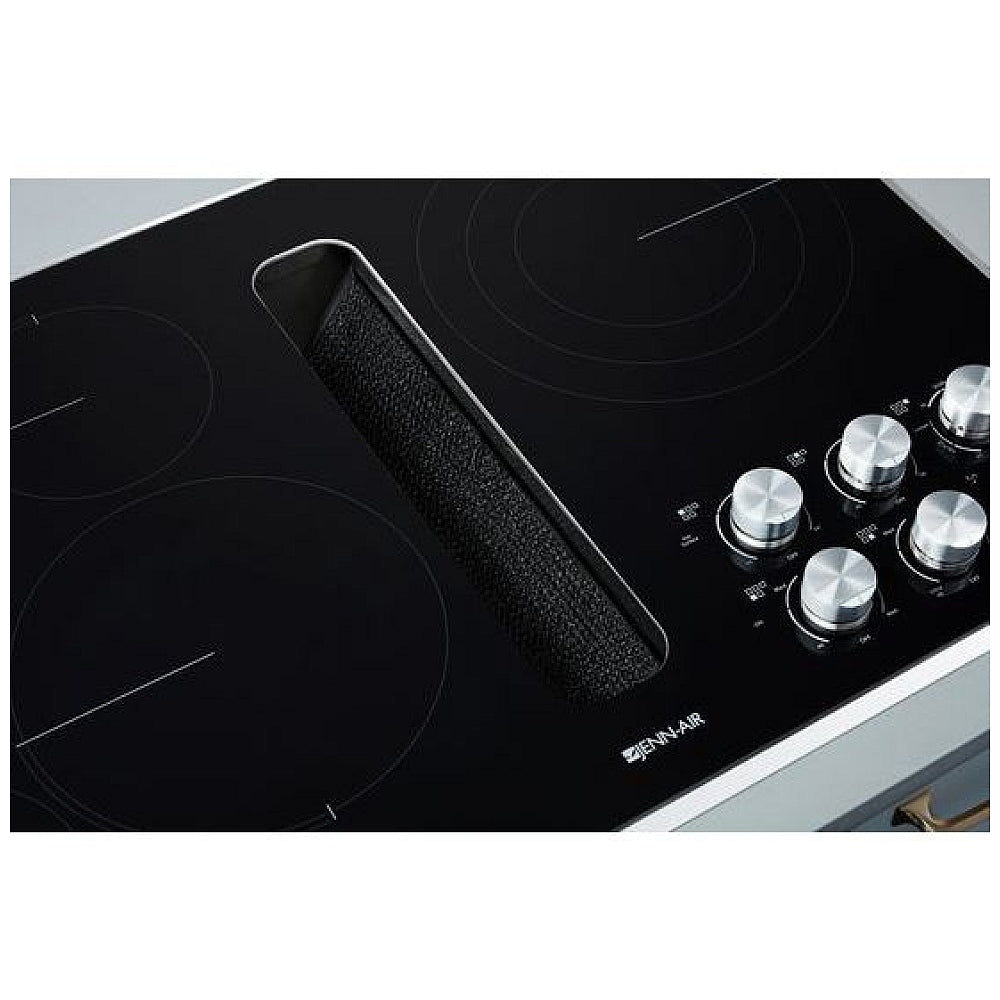 JennAir Euro Style JED3536GS Electric Cooktop, 36 inch Exterior Width, 5 Burners, Downdraft, 3,000 Watts Highest Burner Element, Black colour Downdraft Cooktop