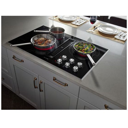 JennAir Euro Style JED3536GS Electric Cooktop, 36 inch Exterior Width, 5 Burners, Downdraft, 3,000 Watts Highest Burner Element, Black colour Downdraft Cooktop