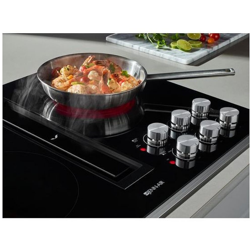 JennAir Euro Style JED3536GS Electric Cooktop, 36 inch Exterior Width, 5 Burners, Downdraft, 3,000 Watts Highest Burner Element, Black colour Downdraft Cooktop