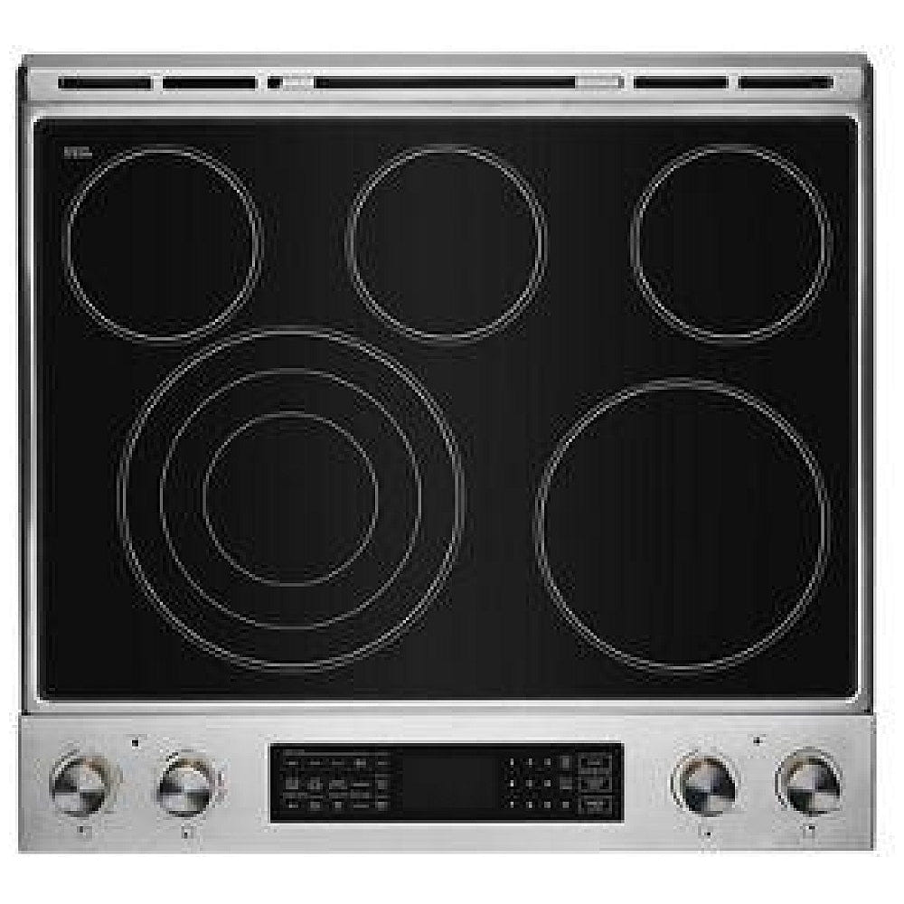 JennAir JES1450ML Electric Range, 7.1 cu. ft. Capacity, 30 inch Exterior Width, True Convection, 5 Burners, Oven Drawer, Air Fry, Self Clean, 3,200 Watts Highest Burner Element