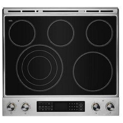 JennAir JES1450ML Electric Range, 7.1 cu. ft. Capacity, 30 inch Exterior Width, True Convection, 5 Burners, Oven Drawer, Air Fry, Self Clean, 3,200 Watts Highest Burner Element