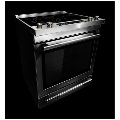 JennAir JES1450ML Electric Range, 7.1 cu. ft. Capacity, 30 inch Exterior Width, True Convection, 5 Burners, Oven Drawer, Air Fry, Self Clean, 3,200 Watts Highest Burner Element