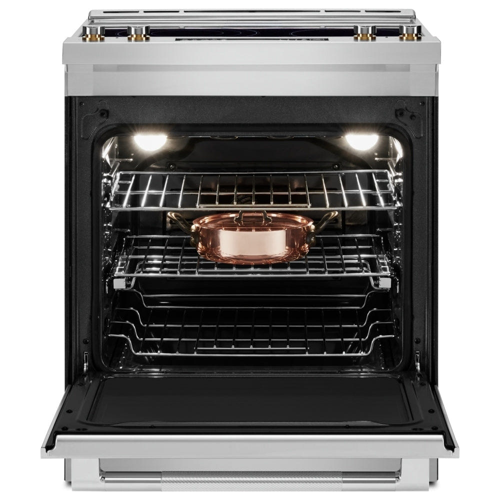 JennAir JES1450ML Electric Range, 7.1 cu. ft. Capacity, 30 inch Exterior Width, True Convection, 5 Burners, Oven Drawer, Air Fry, Self Clean, 3,200 Watts Highest Burner Element