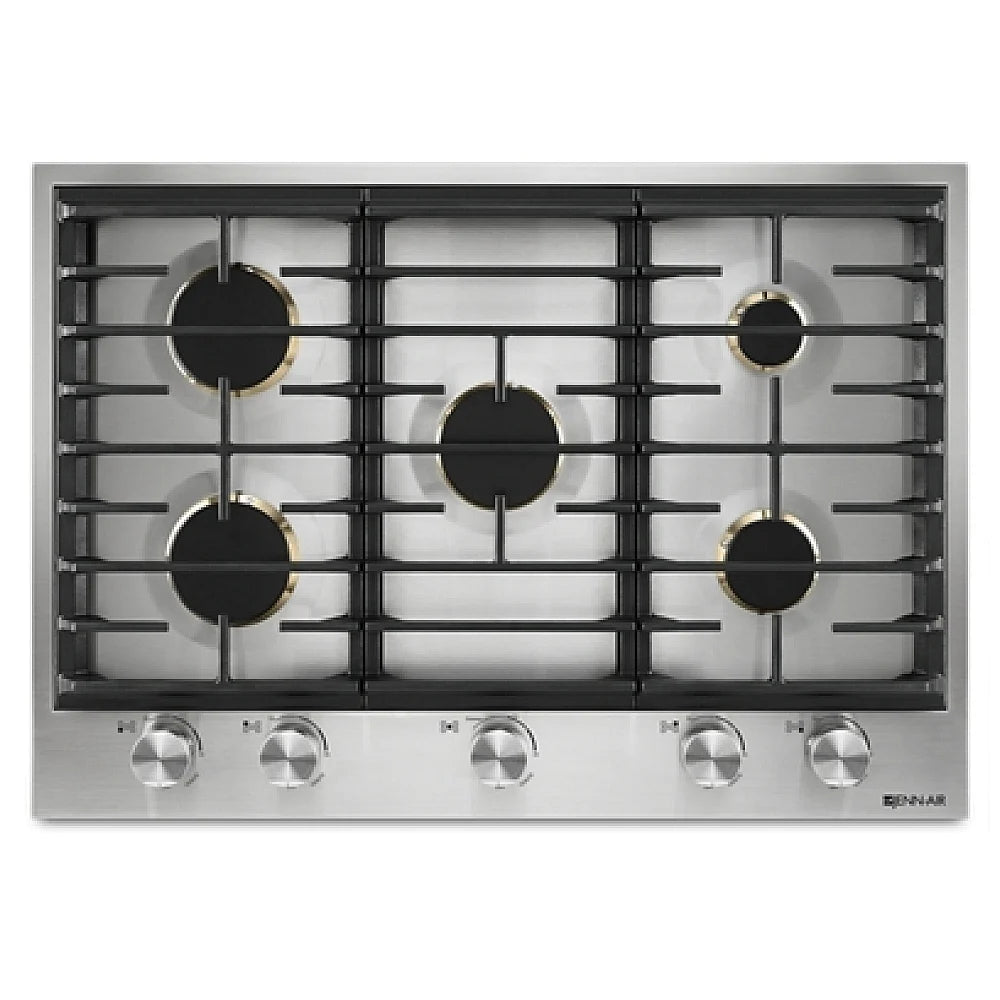 JennAir Euro Style JGC3530GS Ga Cooktop, 30 inch exterior width, 5 burners, 20,000 BTU highest burner, stainless steel colour