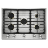 JennAir Euro Style JGC3530GS Ga Cooktop, 30 inch exterior width, 5 burners, 20,000 BTU highest burner, stainless steel colour