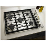 JennAir Euro Style JGC7530BS Ga Cooktop, 30 inch exterior width, 5 burners, 18,000 BTU highest burner, stainless steel colour