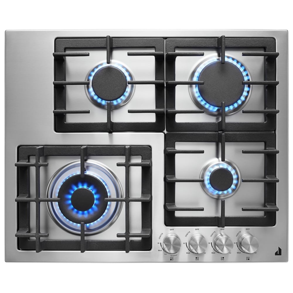 JennAir JGCK424PS Gas Cooktop, 24 inch Exterior Width, 4 Burners, 18,000 BTU Highest Burner, Stainless Steel colour
