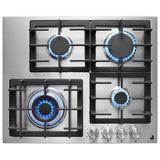 JennAir JGCK424PS Gas Cooktop, 24 inch Exterior Width, 4 Burners, 18,000 BTU Highest Burner, Stainless Steel colour