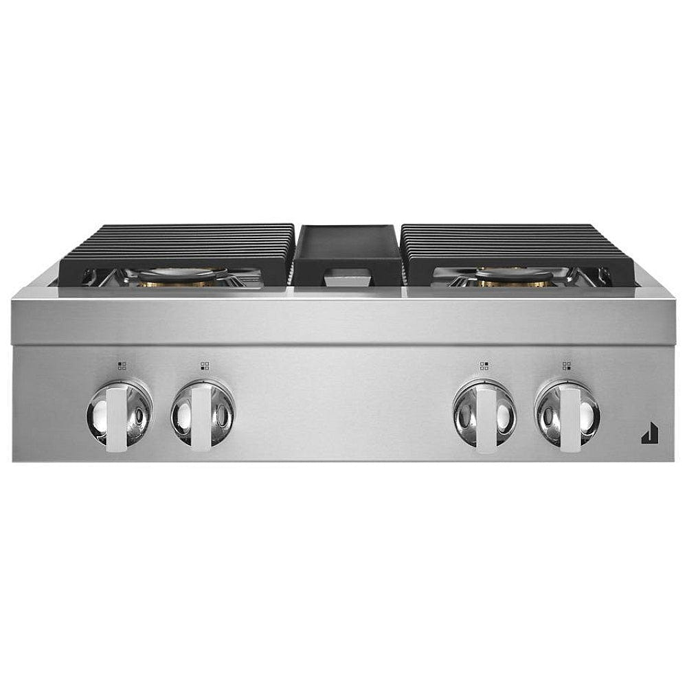 JennAir Noir JGCP430HM Ga Cooktop, 30 inch Exterior Width, 4 Burners, 20,000 BTU Highest Burner, Stainless Steel colour