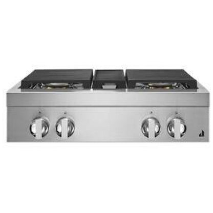 JennAir Noir JGCP430HM Ga Cooktop, 30 inch Exterior Width, 4 Burners, 20,000 BTU Highest Burner, Stainless Steel colour