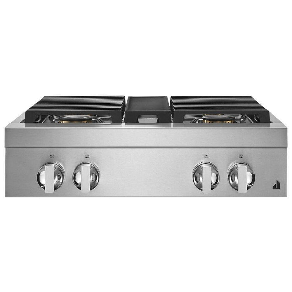 JennAir Noir JGCP430HM Ga Cooktop, 30 inch Exterior Width, 4 Burners, 20,000 BTU Highest Burner, Stainless Steel colour