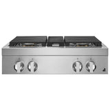 JennAir Noir JGCP430HM Gas Cooktop, 30 inch Exterior Width, 4 Burners, 20,000 BTU Highest Burner, Stainless Steel colour