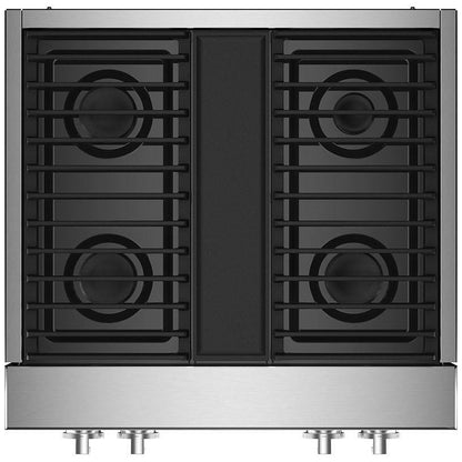 JennAir Noir JGCP430HM Ga 炉灶，30 英寸外部宽度，4 个燃烧器，20,000 BTU 最高燃烧器，不锈钢色