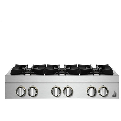 JennAir Rise JGCP436HL Ga Cooktop, 36 inch Exterior Width, 6 Burners, 20,000 BTU Highest Burner, Stainless Steel colour