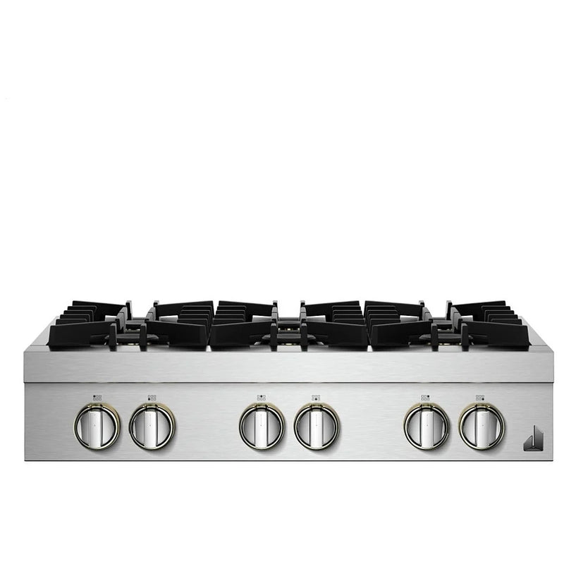 JennAir Rise JGCP436HL Gas Cooktop, 36 inch Exterior Width, 6 Burners, 20,000 BTU Highest Burner, Stainless Steel colour