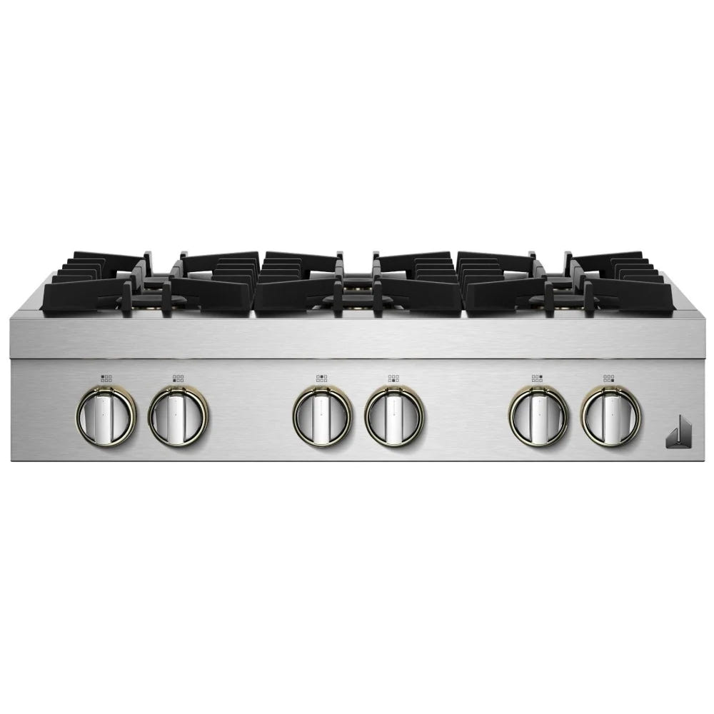 JennAir Rise JGCP436HL Ga Cooktop, 36 inch Exterior Width, 6 Burners, 20,000 BTU Highest Burner, Stainless Steel colour