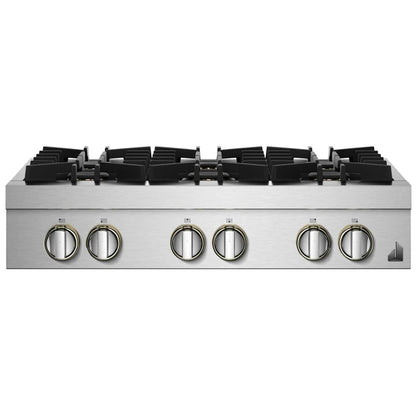 JennAir Rise JGCP436HL Ga Cooktop, 36 inch Exterior Width, 6 Burners, 20,000 BTU Highest Burner, Stainless Steel colour