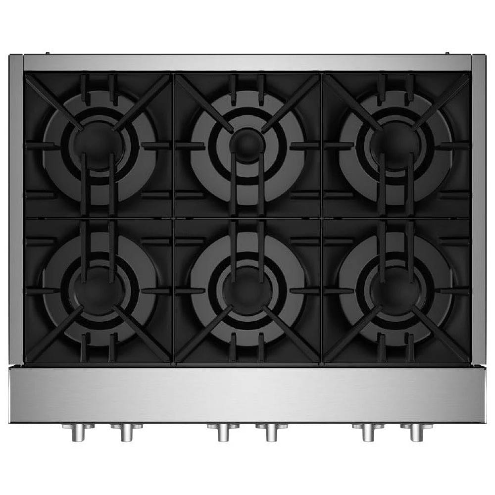 JennAir Rise JGCP436HL Ga Cooktop, 36 inch Exterior Width, 6 Burners, 20,000 BTU Highest Burner, Stainless Steel colour